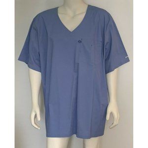 WorkFlow By Landau Unisex Size 4XL Stretch Scrub V Neck short sleeve Blue